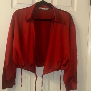 Zara Vibrant Red Satin Top
